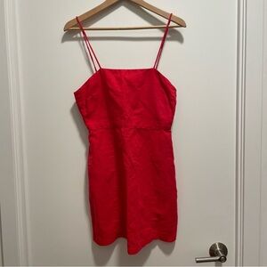 Red linen mini dress